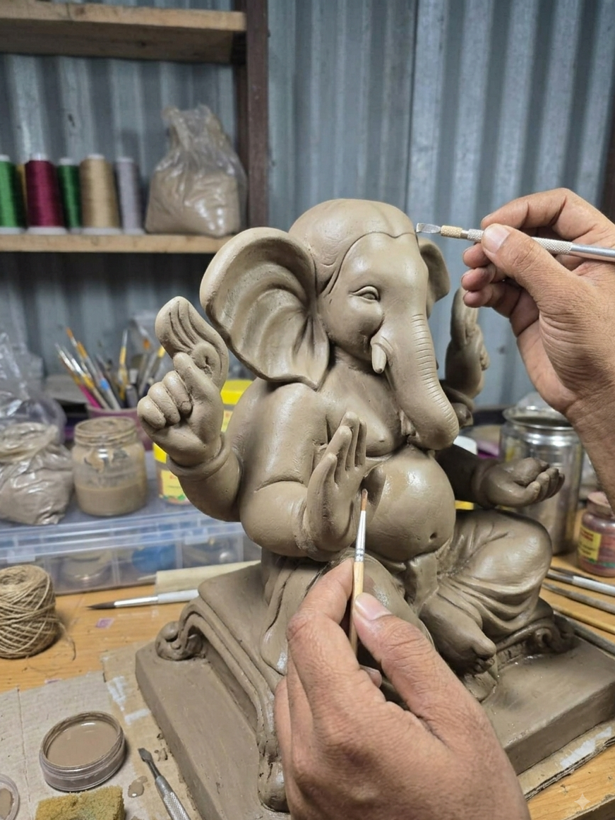 Stage 01: Clay sculpting and fine carving in workshop